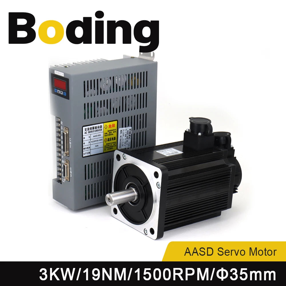 Servo Motor kits 180ST-M19015 AASD40A 3KW 220V 380V 19NM 1500RPM Dia.35mm with 3m cable