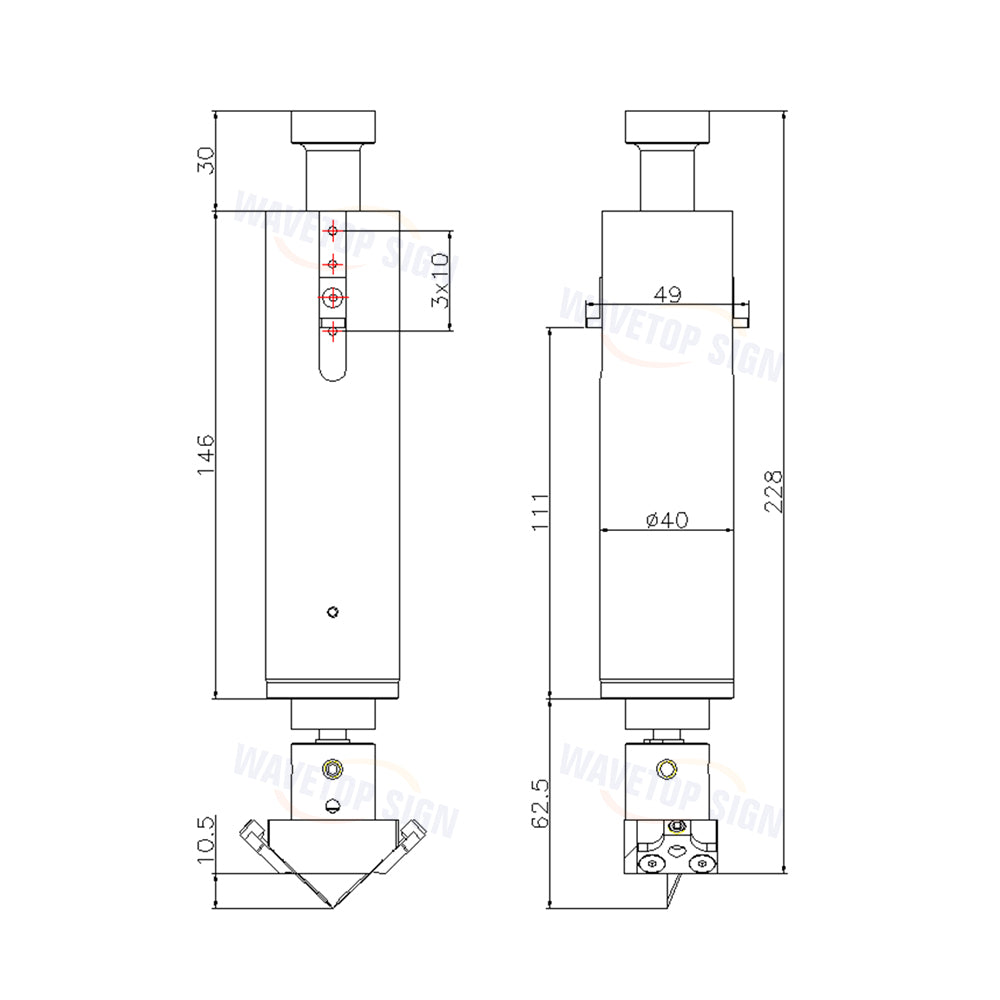 wavetopauto 90° Double Blade Oblique Knife Cutter THK 10mm